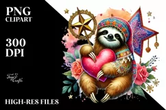 Digital Painting of Adorned Sloth, PNG Product Image 2
