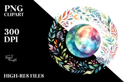 Vibrant Whimsical Moon Foliage | Clipart Product Image 2