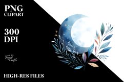 Vibrant Whimsical Moon Foliage | Clipart Product Image 3