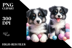 Cute Happy Baby Border Collie with Big Eyes PNG Product Image 2