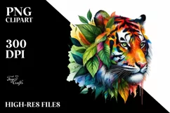 Abstract Vibrant Plant Leaves Tiger PNG Product Image 1