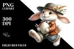 Smiling Bunny Running with Egg PNG Product Image 2