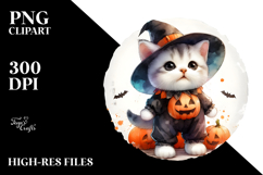 Digital Painting Baby Kitten on Halloween Moon PNG Product Image 2