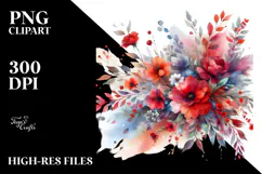 Watercolor Abstract Colorful Red Flowers | Sublimation | Product Image 2
