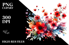 Colorful Red Flowers Watercolor Abstract | Clipart Product Image 2