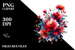 Colorful Red Flowers Watercolor Abstract | Clipart Product Image 1