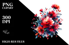 Colorful Red Flowers Watercolor Abstract | Clipart Product Image 2