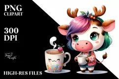 Cow with Reindeer Horns, Transparent PNG Product Image 3