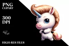 Baby Unicorn Posing as Johny Bravo | Clipart Product Image 1