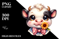 Enthusiastic Baby Cow with Hay Straw PNG Product Image 2