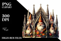 Detailed Watercolor Gothic Gnome Clipart Product Image 3