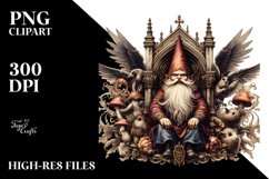 Detailed Watercolor Gothic Gnome Clipart Product Image 3