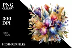 Colorful Abstract Bouquet with Gold Foil | Clipart Product Image 3