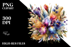 Colorful Abstract Bouquet with Gold Foil | Clipart Product Image 2