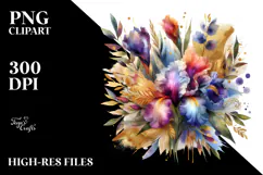 Colorful Abstract Bouquet with Gold Foil | Clipart Product Image 2