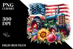 Vintage Vibrant Tractor with Flowers | Clipart Product Image 3