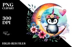 baby Penguin on Half Moon PNG Product Image 2