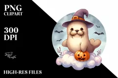Cute Baby Walrus Dressed for Halloween PNG Product Image 3