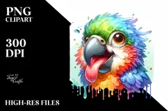 Funny Cute Parrot Dripping in the Wind | Clipart Product Image 1