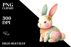 Colorful Wooden Bunny PNG Product Image 2