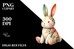 Colorful Wood Bunny PNG Product Image 2