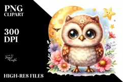 Colorful Cute Baby Owl | Sublimation | Clipart Product Image 1