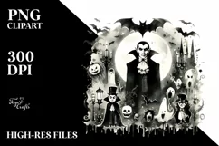 Vintage Simple Dracula Halloween PNG Product Image 3