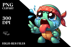 Playful Turtle with Dramatic Despair, Transparent PNG Product Image 2
