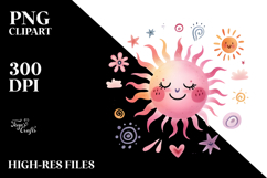Simple Pinkish Smiling Whimsical Sun PNG Product Image 2
