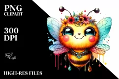 Funny Cute Bee Portrait Dripping in the Wind | Clipart Product Image 1