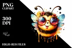 Funny Cute Bee Portrait Dripping in the Wind | Clipart Product Image 3