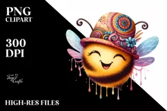 Funny Cute Bee Portrait Dripping in the Wind | Clipart Product Image 3