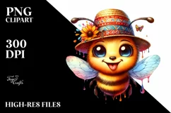 Funny Cute Bee Portrait Dripping in the Wind | Clipart Product Image 1