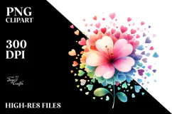 Colorful Simple Boho Flower with Heart Petals PNG Product Image 2