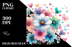 Colorful Boho Flower with Heart Petals PNG Product Image 2