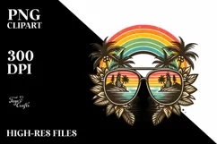 Vintage Sunglasses with Rainbow, PNG Product Image 3