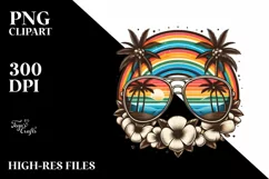 Vintage Sunglasses with Rainbow, PNG Product Image 1