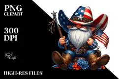 Watercolor Patriotic Cowboy Gnome Clipart Product Image 2