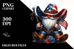 Watercolor Patriotic Cowboy Gnome Clipart Product Image 1