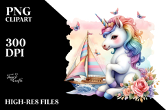 Baby Unicorn with Sailboat PNG Product Image 2