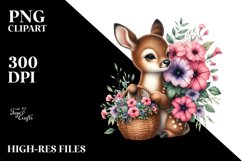 Detailed Baby Deer Watercolor Clipart Product Image 3