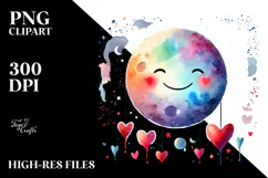 Smiling Moon with Hearts, Creative PNG Product Image 2
