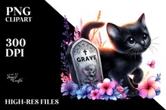 Cute Black Cat, Baby, Graves Clipart Product Image 3