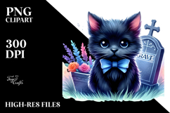 Cute Black Cat, Baby, Graves Clipart Product Image 2