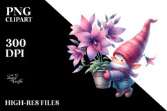 Cute Small Gnome with Large Lobelia | Sublimation | Clipart Product Image 1