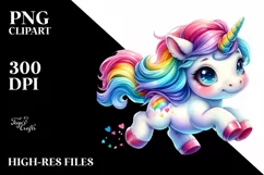 Running Baby Unicorn Funny PNG Product Image 1