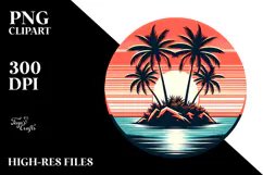 Retro Tropical Island Sunset, 20 oz Tumbler Product Image 2