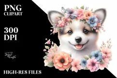Cute Baby Dog Watercolor Clipart Product Image 1