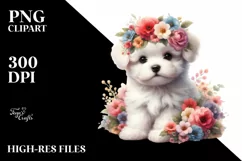 Cute Baby Dog Watercolor Clipart Product Image 1