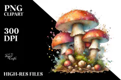 Pastel Mushroom Watercolor Splash PNG Product Image 2